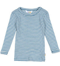 Joha Bluse - Rib - Uld/Silke - Blå