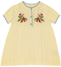 Flöss Kjole - Strik - Dream - Soft Yellow m. Hulmønster