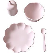 Jack o Juno Spisesæt - Silikone - 4 Dele - Poppy - Light Pink