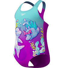 Speedo Badedragt - Learn To Swim - Turkis/Lilla m. Delfiner