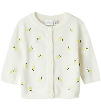 Name it Cardigan - Strik - NbfDetrille - Cloud Dancer m. Citrone
