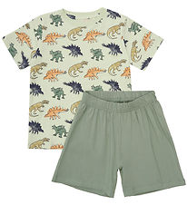 Minymo Shortssæt - T-shirt/Shorts - Sea Spray m. Dinosaurer