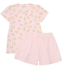 Minymo Shortssæt - T-shirt/Shorts - Rosen Quartz m. citroner