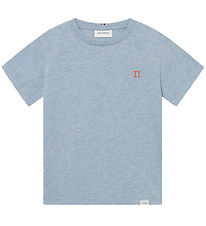 Les Deux T-shirt - Nørregaard - Xenon Blue Melange/Orange