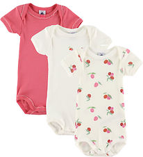 Petit Bateau Bodyer k/æ - 3-pak - Hvid/Rosa