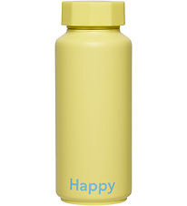 Design Letters Termoflaske - 500 ml - Happy - Gul