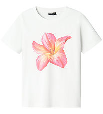 LMTD T-shirt - NlfTropic - Bright White/Pink Flower