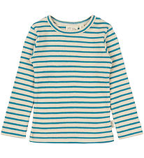 Petit Piao Bluse - Rib - Modal - Turquise/Dark Off White