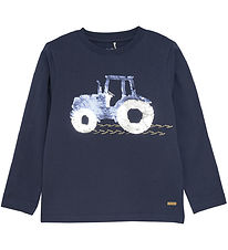 Minymo Bluse - Blue Nights m. Reversible Sequins