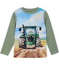 Minymo Bluse - Hedge Green m. Print