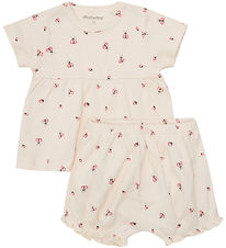 Minymo Shortssæt - Shorts/T-shirt - Rib - White Swan