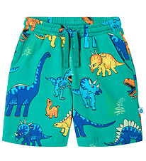 Småfolk Shorts - Teal m. Dinosaurer