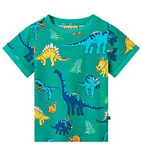 Småfolk T-shirt - Teal m. Dinosaurer
