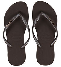 Havaianas Klipklapper - Slim Logo Metallic - Dark Brown