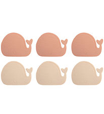 Filibabba Mini Bademåtter - Skridsikre - 6-stk - Hvaler - Rose M