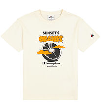 Champion T-shirt - Off White/Orange