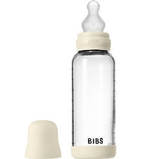 BIBS Sutteflaske - 240 ml - Glas/Silikone - Ivory