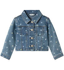 Name It Denimjakke - NmfFalula - Medium Blue Denim m. Hjerter