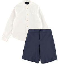 Emporio Armani Sæt - Skjorte/Shorts - Hvid/Dark Navy