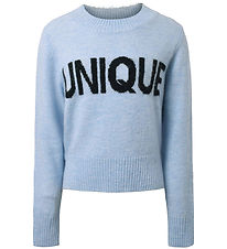 Hound Bluse - Strik - Text - Light Blue