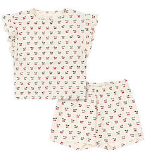 Konges Sløjd Sæt - T-shirt/Shorts - Lin Frill - Cherry Motif