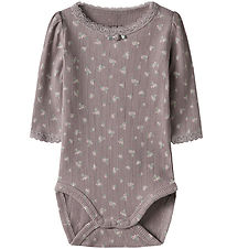Name It Body l/æ - Rib - NbfHoise - Purple Dove m. Blomster