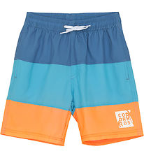 Color Kids Badeshorts - Colorblock - River Blue