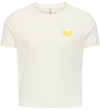 Kids Only T-shirt - KogAnnbel Sun Life - Cloud Dancer/Lemon