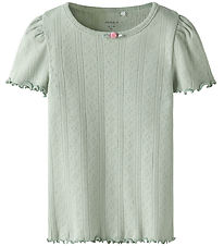 Name It T-shirt - NmfJsilke - Aqua Gray m. Hulmønster