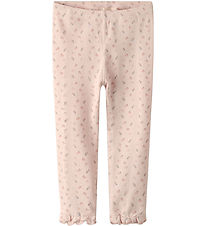 Lil' Atelier leggins - Rib - NbfGago - Peach Blush m. Blomster