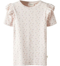 Lil' Atelier T-shirt - Rib - NmfGago - Peach Blush m. Blomster