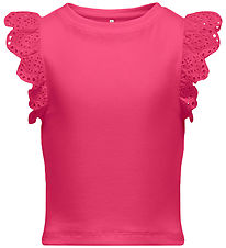 Kids Only Top - Rib - KogDrea - Fuchsia Purple m. Broderi Anglai