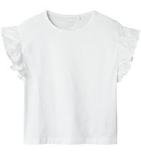 Name It T-shirt - NkfHrejaline - Lucent White m. Broderi Anglais