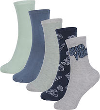 Name It Strømper - 5-Pak - NkmVaks - Light Grey Melange/Beach
