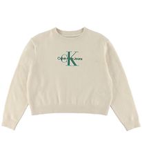 Calvin Klein Bluse - Strik - Monologo - Whitecap Grey