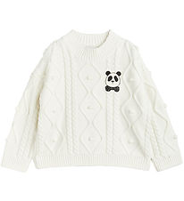 Mini Rodini Bluse - Strik - Offwhite m. Panda