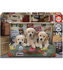 Educa Puslespil - 500 Brikker - Puppies In The Luggage