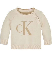 Calvin Klein Bluse - Strik - Floffy Logo - Whitecap Gray