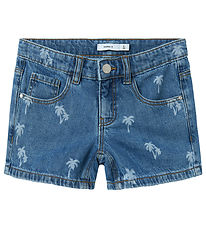 Name It Shorts - NkfRose - Medium Blue Denim/Palm Tree