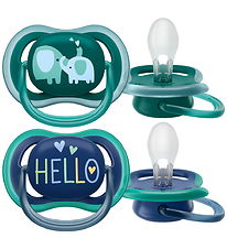 Philips Avent Sut - 2-pak - Ultra Air - Blå/Grøn m. Print