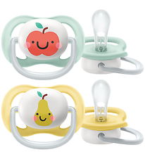 Philips Avent Sut - 2-pak - Ultra Air - Gul/Grøn m. Frugtprint