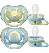 Philips Avent Sut - 2-pak - Ultra Air - Blå/Grøn m. Print