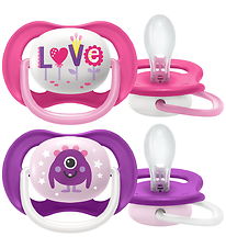 Philips Avent Sut - 2-pak - Ultra Air - Lilla/Pink m. Print