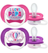 Philips Avent Sut - 2-pak - Ultra Air - Pink/Lilla m. Print