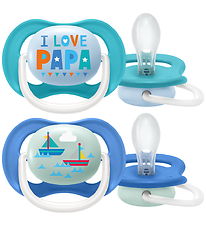 Philips Avent Sut - 2-pak - Ultra Air - Blå/Turkis m. Print