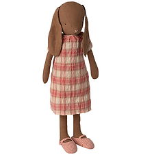 Maileg Kanin - Str. 3 - 39 cm - Brun m. Rosaternet Kjole