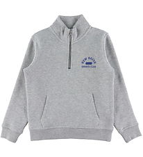 GANT Sweatshirt - Graphic Half Zip - Light Grey Melange