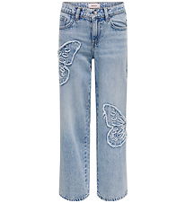 Kids Only Jeans - KogJenna - Wide - Light Blue m. Sommerfugl