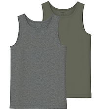 Name It Undertrøje - Noos - NkmTank - 2-pak - Tea Leaf/Dark Grey