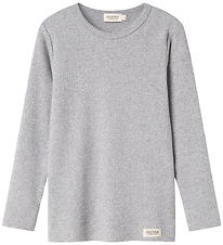 MarMar Bluse - Rib - Plain - Noos - Light Grey Melange